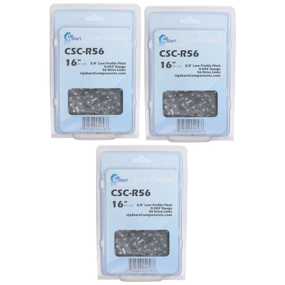 3 Pack 16-Inch Chainsaw Chain Replacement - 3/8