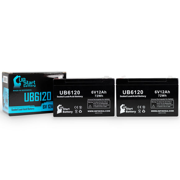 2-Pack UB6120 Sealed Lead Acid Battery Replacement (6V, 12Ah, F1 Terminal, AGM, SLA)
