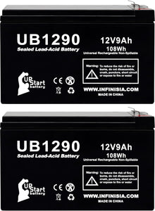 2-Pack 12V 9Ah UPS for Leoch DJW12-9.0 12V9.0Ah Battery Replacement - Compatible with Leoch DJW12-9.0 T2 Battery, Surge Protector Backup, 12 Volt 9 Amp Rechargeable Sealed Lead Acid SLA AGM