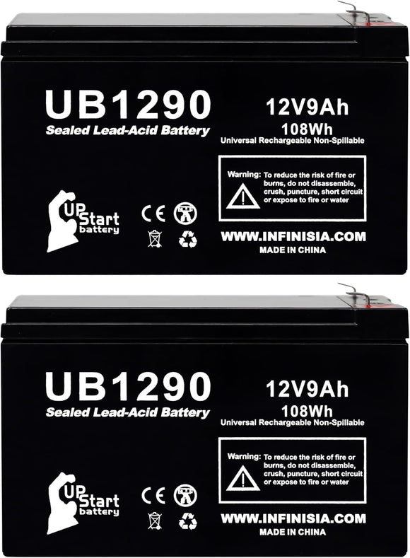 2-Pack 12V 9Ah UPS for Leoch DJW12-9.0 12V9.0Ah Battery Replacement - Compatible with Leoch DJW12-9.0 T2 Battery, Surge Protector Backup, 12 Volt 9 Amp Rechargeable Sealed Lead Acid SLA AGM