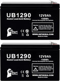 2-Pack 12V 9Ah UPS for Leoch DJW12-9.0 12V9.0Ah Battery Replacement - Compatible with Leoch DJW12-9.0 T2 Battery, Surge Protector Backup, 12 Volt 9 Amp Rechargeable Sealed Lead Acid SLA AGM