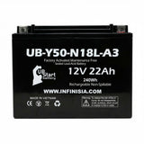 12V 22Ah Y50-N18L-A3 Battery Replacement for Y50 N18L A3 Battery Y50N18LA3 MX18-3 MX183 ETX18L 50-N18L-A ETX-18L 18L-BS 50-N18L-A3 50 N18L A2 C50N18LA3 SLA AGM Motorcycle ATV Powersports Batteries Parts