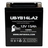 12V 14Ah YB14L-A2 Motorcycle Battery Replacement for YB14L-B2 Battery 12N14-3A CB14L-A2 ES14L-A2 ES14LA2 YB14LA2 YB14L A2 B2 Rechargeable Maintenance Free SLA AGM ATV Batteries Parts