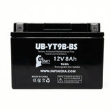 12V 8Ah YT9B-BS Battery Replacement for 9B-BS CT9B-4 CT9B-BS GT9B-4 MBT9B4 PT9B-4 ST9B-4 XTA9B-BS YT9B-4 YT9B BS GT9B 4 PT9B CT9B BS Motorcycle Battery Rechargeable SLA AGM ATV Parts