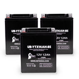 3-Pack Battery Replacement for 2014 Kawasaki KAF400, Mule 600, 610 400 CC UTV - 12V, 12AH