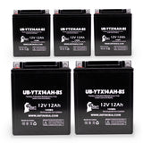 5-Pack Battery Replacement for 2009 Polaris Trail, Trail Touring 544 CC Snowmobile - 12V, 12AH