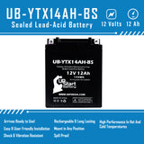 2 Pack Replacement for YTX14AH-BS Battery 12V 12AH SLA