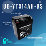 4 Pack Replacement for YTX14AH-BS Battery 12V 12AH SLA