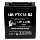 12V 18Ah YTX16-BS Battery Replacement for YTX16 BS 1 Motorcycle Battery YTX16BS MBTX16U PTX16-BS STX16-BS YB16B-A 16-BS YTX16-BS-1 16-BS-1 Rechargeable SLA AGM ATV Powersports Batteries Parts