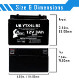 2-Pack 1999 E-Ton DXL90 Sierra 90CC ATV Battery Replacement - 12V, 3Ah