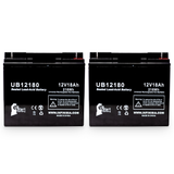 2x Pack Alpha PS12150 Battery - Replaces UB12180 Universal Sealed Lead Acid Batteries (12V, 18Ah, 18000mAh, T4 Terminal, AGM, SLA)