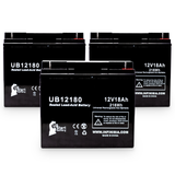 3-Pack UB12180 Sealed Lead Acid Battery Replacement (12V, 18Ah, T4 Terminal, AGM, SLA)