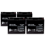 4-Pack UB12180 Sealed Lead Acid Battery Replacement (12V, 18Ah, T4 Terminal, AGM, SLA)