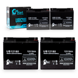 4-Pack UB12180 Sealed Lead Acid Battery Replacement (12V, 18Ah, T4 Terminal, AGM, SLA)