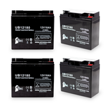 4-Pack UB12180 Sealed Lead Acid Battery Replacement (12V, 18Ah, T4 Terminal, AGM, SLA)