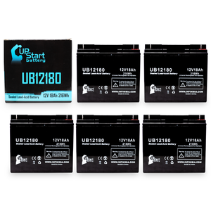 5-Pack UB12180 Sealed Lead Acid Battery Replacement (12V, 18Ah, T4 Terminal, AGM, SLA)