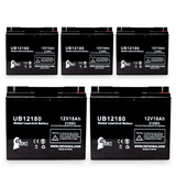 5-Pack UB12180 Sealed Lead Acid Battery Replacement (12V, 18Ah, T4 Terminal, AGM, SLA)