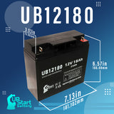 Gs Battery PE12V17B2 Battery - Replaces UB12180 Universal Sealed Lead Acid Batteries (12V, 18Ah, 18000mAh, T4 Terminal, AGM, SLA)