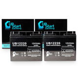 2x Pack GS PORTALAC PE12V15 Battery - Replaces UB12220 Universal Sealed Lead Acid Batteries (12V, 22Ah, 22000mAh, T4 Terminal, AGM, SLA)