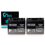 2x Pack Data Shield 2PLUS Battery - Replaces UB12220 Universal Sealed Lead Acid Batteries (12V, 22Ah, 22000mAh, T4 Terminal, AGM, SLA)