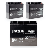3-Pack UB12220 Sealed Lead Acid Battery Replacement (12V, 22Ah, T4 Terminal, AGM, SLA)