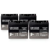 4-Pack UB12220 Sealed Lead Acid Battery Replacement (12V, 22Ah, T4 Terminal, AGM, SLA)