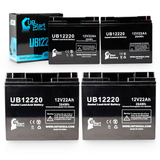 4-Pack UB12220 Sealed Lead Acid Battery Replacement (12V, 22Ah, T4 Terminal, AGM, SLA)
