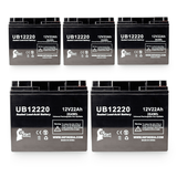 5-Pack UB12220 Sealed Lead Acid Battery Replacement (12V, 22Ah, T4 Terminal, AGM, SLA)