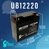 2x Pack UNIVERSAL BATTERY UB12220 Battery - Replaces UB12220 Universal Sealed Lead Acid Batteries (12V, 22Ah, 22000mAh, T4 Terminal, AGM, SLA)