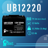 2x Pack Access Battery 12581 Battery - Replaces UB12220 Universal Sealed Lead Acid Batteries (12V, 22Ah, 22000mAh, T4 Terminal, AGM, SLA, One Year Warranty)