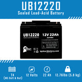 SEARS CRAFTSMAN DIEHARD PORTABLE POWER 1150 Battery - Replaces UB12220 Universal Sealed Lead Acid Batteries (12V, 22Ah, 22000mAh, T4 Terminal, AGM, SLA, One Year Warranty)