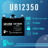 Bruno CUB 35 FWD Battery - Replaces UB12350 Universal Sealed Lead Acid Batteries (12V, 35Ah, 35000mAh, L1 Terminal, AGM, SLA, One Year Warranty)