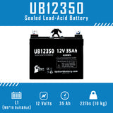 2x Pack Invacare Power 9000 (16" or wider) Battery - Replaces UB12350 Universal Sealed Lead Acid Batteries (12V, 35Ah, 35000mAh, L1 Terminal, AGM, SLA)