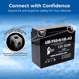 12V 22Ah Y50-N18L-A3 Battery Replacement for Y50 N18L A3 Battery Y50N18LA3 MX18-3 MX183 ETX18L 50-N18L-A ETX-18L 18L-BS 50-N18L-A3 50 N18L A2 C50N18LA3 SLA AGM Motorcycle ATV Powersports Batteries Parts