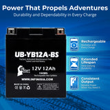 12V 12Ah Replacement For YB12A-A Battery - Compatible with Yuasa YB12A Motorcycle Battery YB12AL A2 YB12A-BS YB12C YB12A B YB12CA YB12C-A YB12AA CB12A AGM Sealed Lead Acid Batteries