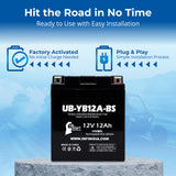 12V 12Ah Replacement For YB12A-A Battery - Compatible with Yuasa YB12A Motorcycle Battery YB12AL A2 YB12A-BS YB12C YB12A B YB12CA YB12C-A YB12AA CB12A AGM Sealed Lead Acid Batteries