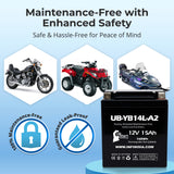 12V 14Ah YB14L-A2 Motorcycle Battery Replacement for YB14L-B2 Battery 12N14-3A CB14L-A2 ES14L-A2 ES14LA2 YB14LA2 YB14L A2 B2 Rechargeable Maintenance Free SLA AGM ATV Batteries Parts