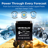 12V 14Ah YB14L-A2 Motorcycle Battery Replacement for YB14L-B2 Battery 12N14-3A CB14L-A2 ES14L-A2 ES14LA2 YB14LA2 YB14L A2 B2 Rechargeable Maintenance Free SLA AGM ATV Batteries Parts