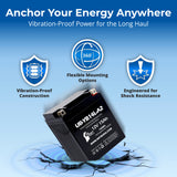 12V 14Ah YB14L-A2 Motorcycle Battery Replacement for YB14L-B2 Battery 12N14-3A CB14L-A2 ES14L-A2 ES14LA2 YB14LA2 YB14L A2 B2 Rechargeable Maintenance Free SLA AGM ATV Batteries Parts