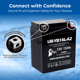 12V 14Ah YB14L-A2 Motorcycle Battery Replacement for YB14L-B2 Battery 12N14-3A CB14L-A2 ES14L-A2 ES14LA2 YB14LA2 YB14L A2 B2 Rechargeable Maintenance Free SLA AGM ATV Batteries Parts