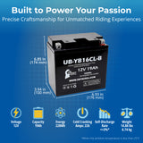 12V 19Ah YB16CL-B Battery Replacement for YB16CL B BS Jet Ski Battery YB16CLB 16CLB CYL10006 MBTX20U ETX16L XTA16CL 16CL-B 16CL-BS Rechargeable SLA AGM Motorcycle ATV Powersports Batteries Parts