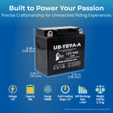 12V 9Ah YT9A Generator Battery - Replacement for YB9A-A YT9A-4 Battery AGM YB9-B YB9 B YB9B YT9A 4 YB9A Model Motorcycle ATV Sealed AGM Rechargeable 12 Volt Batteries