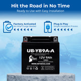 12V 9Ah YT9A Generator Battery - Replacement for YB9A-A YT9A-4 Battery AGM YB9-B YB9 B YB9B YT9A 4 YB9A Model Motorcycle ATV Sealed AGM Rechargeable 12 Volt Batteries