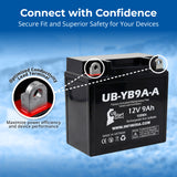 12V 9Ah YT9A Generator Battery - Replacement for YB9A-A YT9A-4 Battery AGM YB9-B YB9 B YB9B YT9A 4 YB9A Model Motorcycle ATV Sealed AGM Rechargeable 12 Volt Batteries