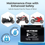 12V 8Ah YT9B-BS Battery Replacement for 9B-BS CT9B-4 CT9B-BS GT9B-4 MBT9B4 PT9B-4 ST9B-4 XTA9B-BS YT9B-4 YT9B BS GT9B 4 PT9B CT9B BS Motorcycle Battery Rechargeable SLA AGM ATV Parts