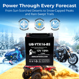 12V 18Ah YTX16-BS Battery Replacement for YTX16 BS 1 Motorcycle Battery YTX16BS MBTX16U PTX16-BS STX16-BS YB16B-A 16-BS YTX16-BS-1 16-BS-1 Rechargeable SLA AGM ATV Powersports Batteries Parts