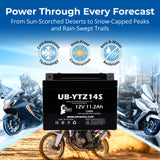 12V 11.2Ah YTZ14S Battery Replacement for YTZ14S-BS Motorcycle Battery STZ14S XTAZ14S FAYTZ14S Rechargeable Maintenance-Free SLA AGM ATV Powersports Batteries Parts