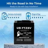 YTZ8V Motorcycle Battery - 12V 7.6Ah YTZ8V Battery Rechargeable Maintenance Free SLA AGM Batteries Parts for ATV Powersports