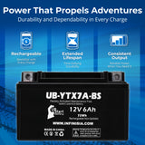3-Pack YTX7A-BS Battery Replacement for Kasea Skyhawk 150, Adventure Buggy Battery (2024) (150cc) - 12V 6AH ATV Battery, Sealed Lead Acid AGM SLA Maintenance Fee