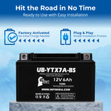 3-Pack YTX7A-BS Battery Replacement for Honda CBR600RR Motorcycle - 12V 6AH Battery, Sealed Lead Acid AGM SLA Maintenance Fee